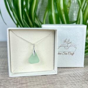 light teal blue seaglass pendant