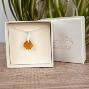 amber Irish Sea glass pendant