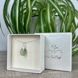 olive green sea glass necklace