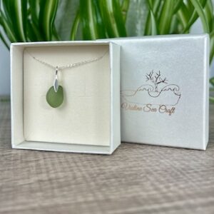 olive green sea glass necklace
