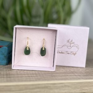 green sea glass hooks earrings