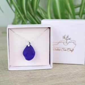 unique cobalt blue sea glass necklace
