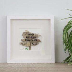 bray Beach Signs Artwork – Driftwood, Sea Glass & Seagull Coastal Décor