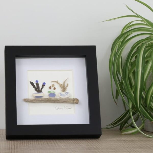 sea glass and seaweed artwork